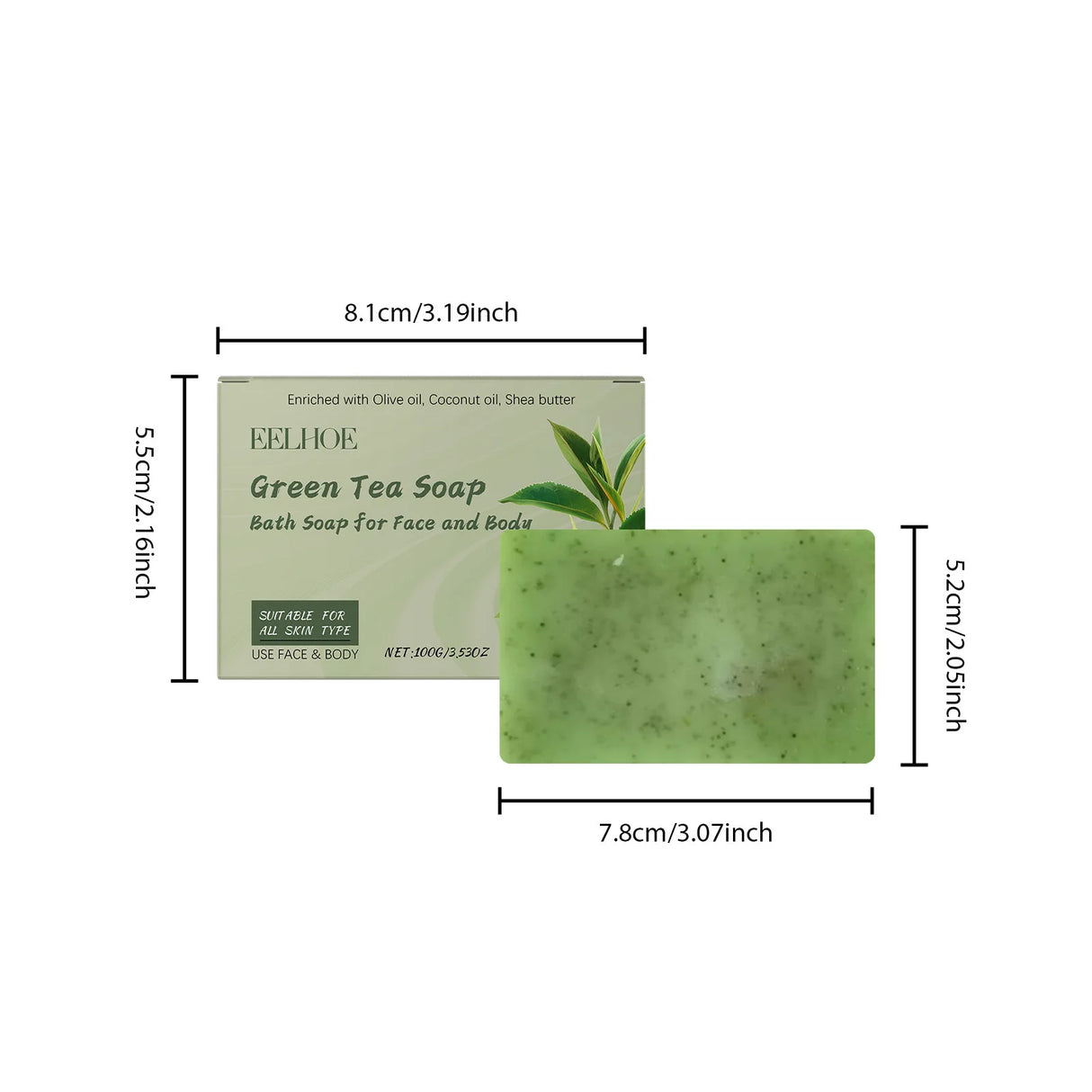Eelhoe Green Tea Bath Soap Keep Moisturizing Dryness Removing Exfoliate Deeply Wash Reduce Dark Hand Made Body Nourishing Soaps