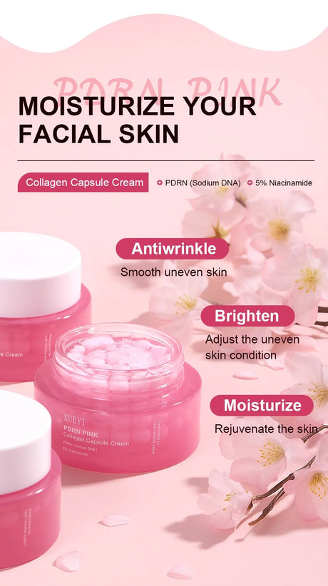 Korean PDRN Pink Collagen Capsule Cream with Niacinamide Cream for Uneven Skin Tone Lightweight Face Moisturizer Non Greasy care