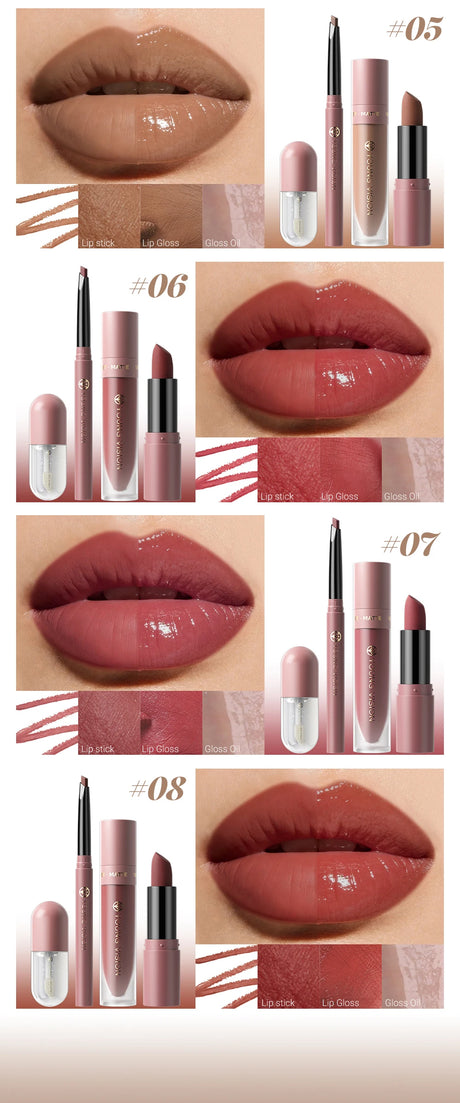 4pcs/10pcs/set Nude Lip Gloss Matte Velvet Lipstick Waterproof Long-lasting Liquid Lipstick Women Moist Lip Tint