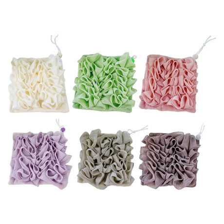 2-In-1 Bath Ball Towel Loofah With Drawstring Closure For Soap Soft Exfoliating Mesh Shower Sponge Body Skin Care Bathing Tools