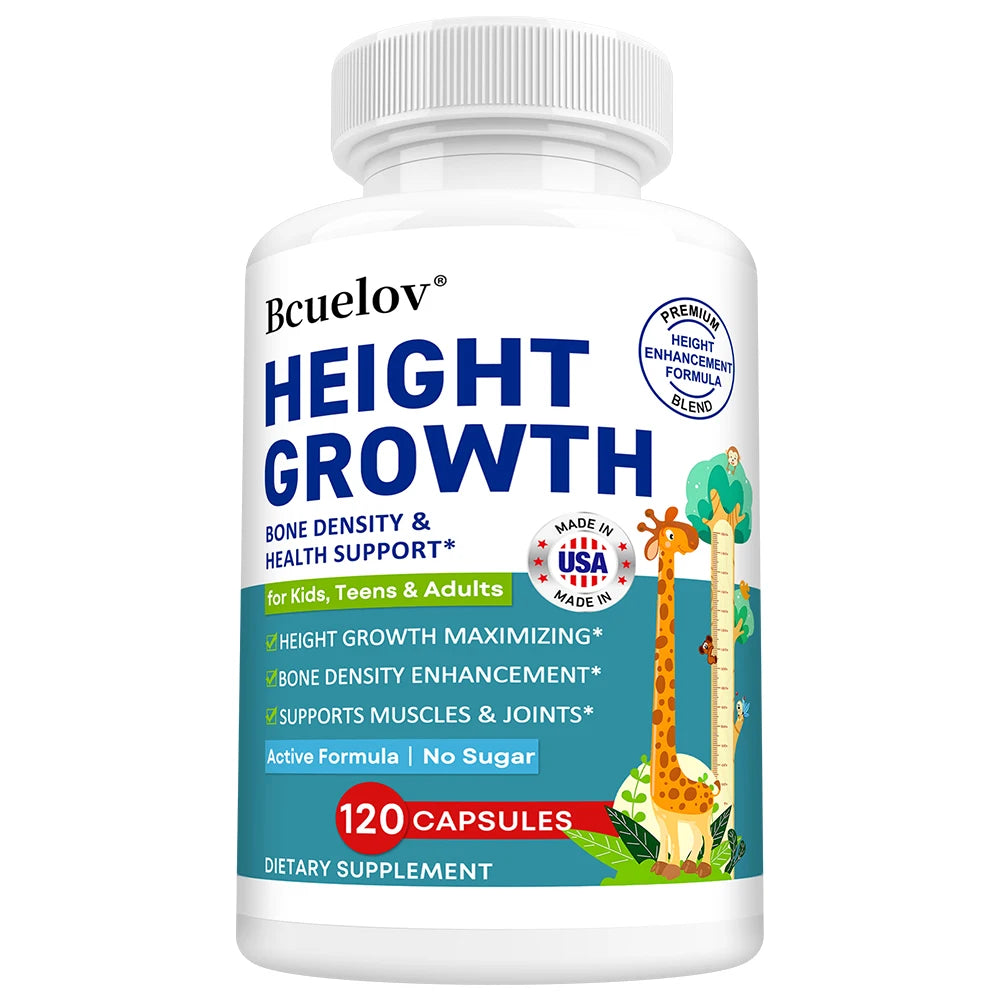 Natural Height Growth Capsules for Kids, Teens and Adults Zinc and Calcium Increase Peak Height Supplement Bone Strength