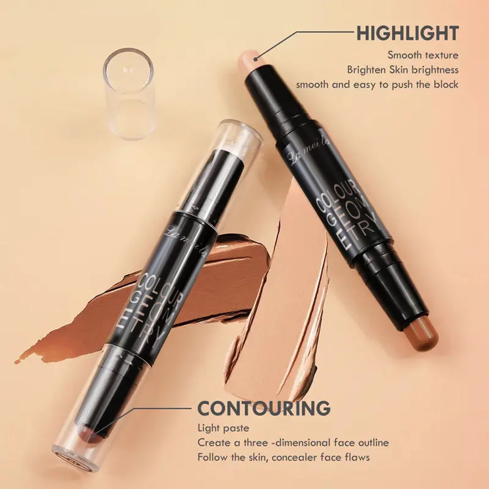 Dual-ended contour stick, facial foundation, concealer, long-lasting dark circles, correcting contour concealer, makeup