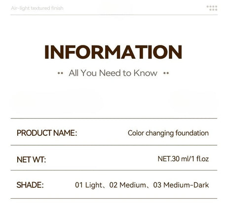 Color-Changing Sunscreen Foundation,Skin Tone Matching,All-Day Long-Lasting Wear,Perfect Base for Flawless Makeup