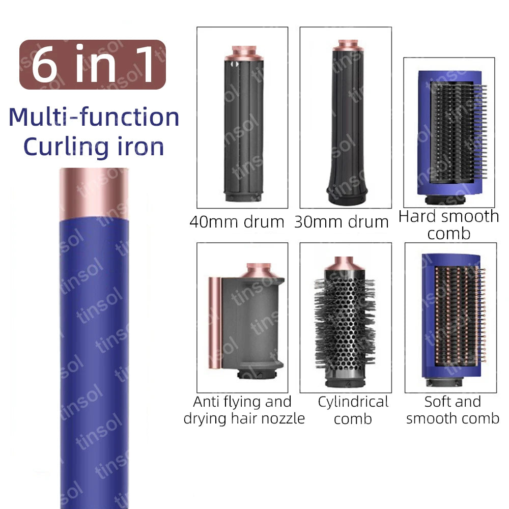TINSOL 7 in 1 Multi-Function Hair Dryer & Styling Tool Automatic Curling Set 1300W Straightener Professional Salon Hair Dryer