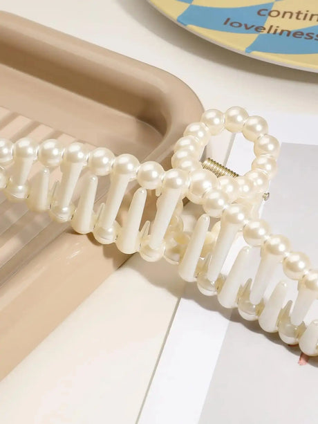 1Pcs French Large Pearl Hair Claw Clips,Fashion Jaw Clips Hair Barrettes Hair Accessories for Women Girls