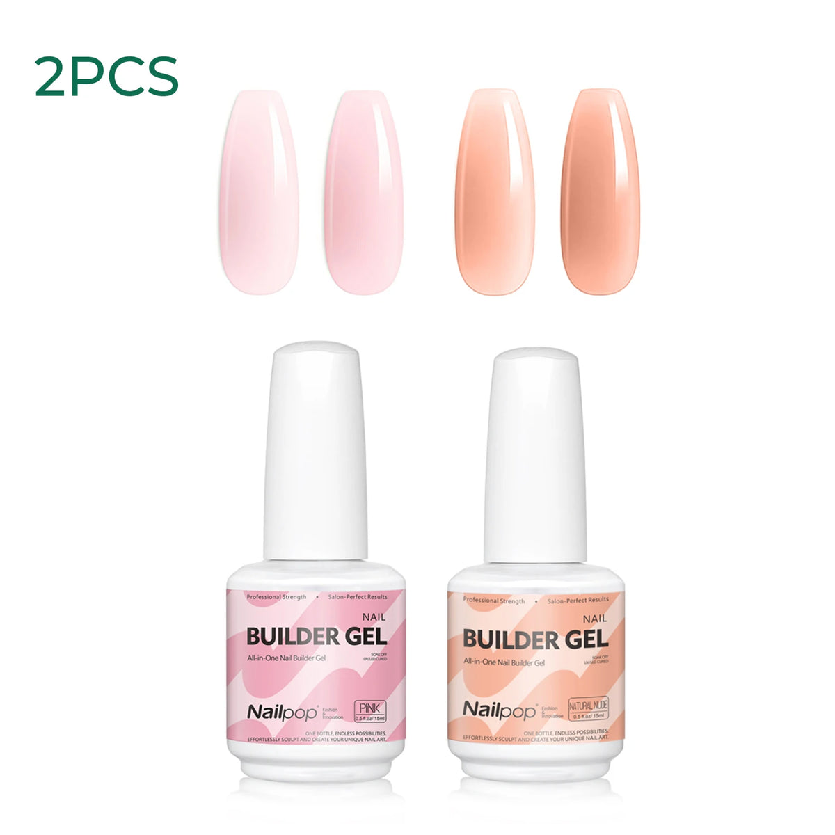 Nailpop 15ml Builder Gel Nail Polish for Nail Apex & Extension Strengthener Upgraded Soak Off UV Gel Rhinestone Glue 4 Colors