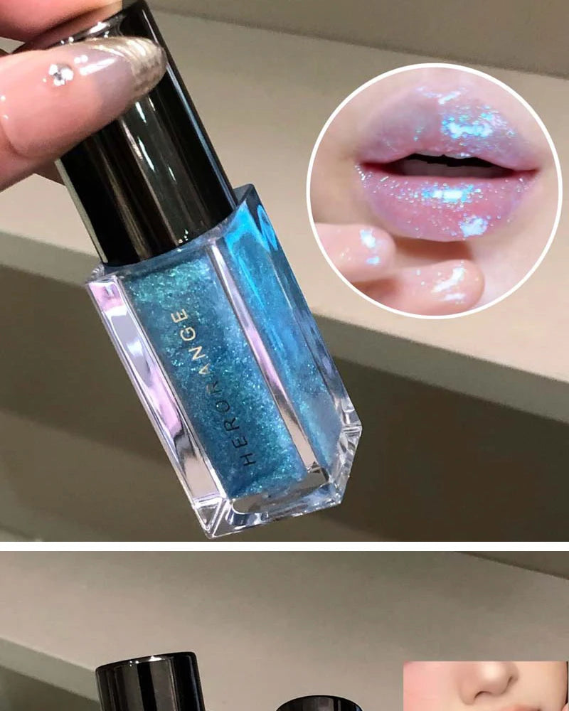 HERORANGE Glittering Mirror Lip Glaze, Watery Shimmering Light Lip Gloss Makeup 6 Colors, Hydrating Moisturizing, Long Lasting