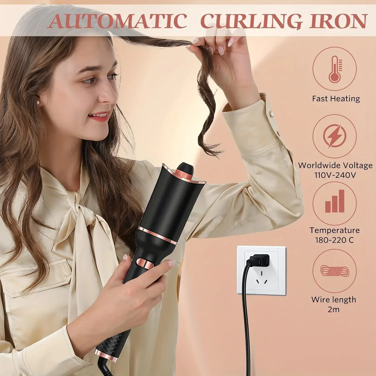 TINSOL Professional curling irons Ceramic auto-rotating air curling irons Air spinning rod styler Curling irons Styling tools