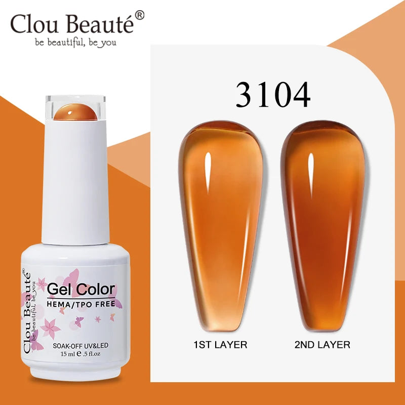 Clou Beaute Translucent Jelly Nude Pink Nail Gel Polish 15ml Vernis Semi Permanent Gel Colorful Varnish Nail Art Manicure Gel