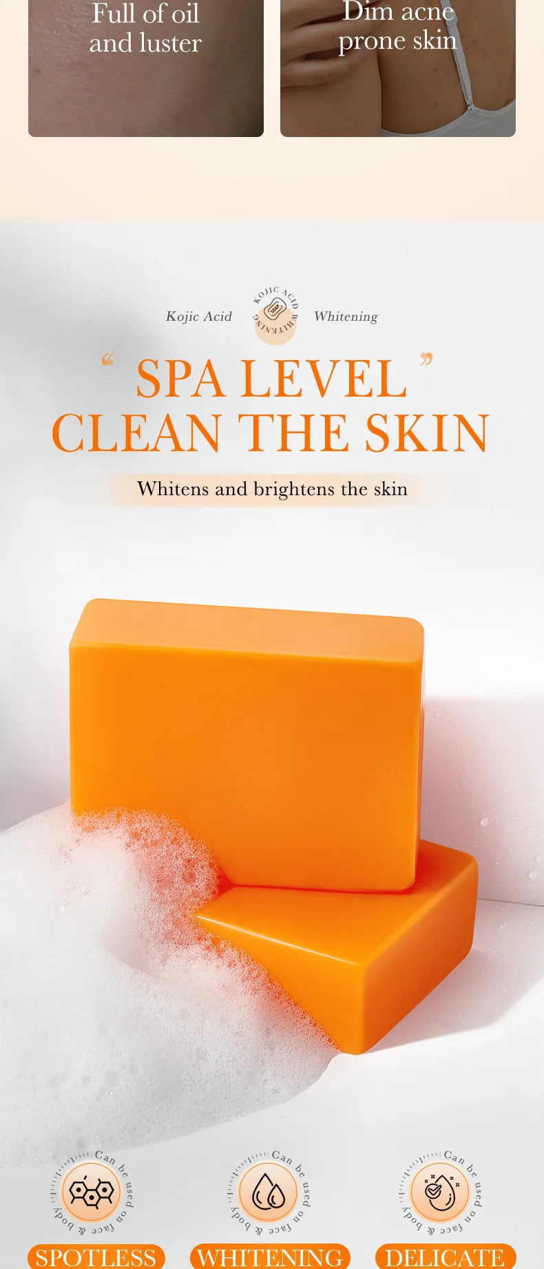 SADOER 100g Kojic Acid Whitening Soap, Handmade Bath Soap, Body Cleansing Antimicrobial Moisturizing and Disinfection Sope