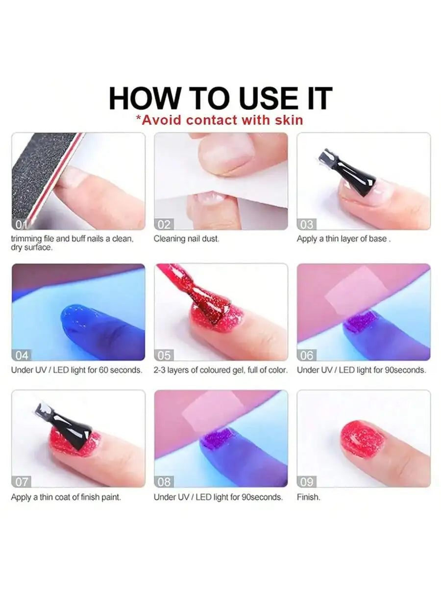 6pcs 15ml Ice-Transparent Nude Pink Nail Polish Full Set of Phototherapy Gel Suitable for Nail Salon DIY