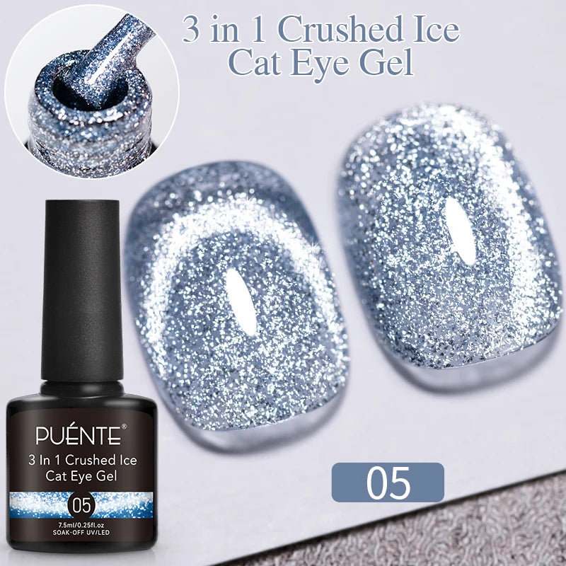 PUENTE 7.5ML Nude Shade Moonlight Cat Magnetic Gel Nail Polish Ultra-Bright Cat Eye Soak Off UV Semi-Permanent Varnish Manicure