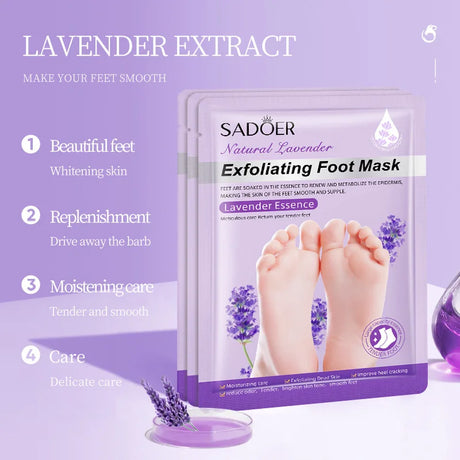 SADOER Exfoliating Feet Mask Exfoliating Foot Peel Mask Socks Pedicure Peeling Dead Skin Remover Feet Mask Peel Moisturizing