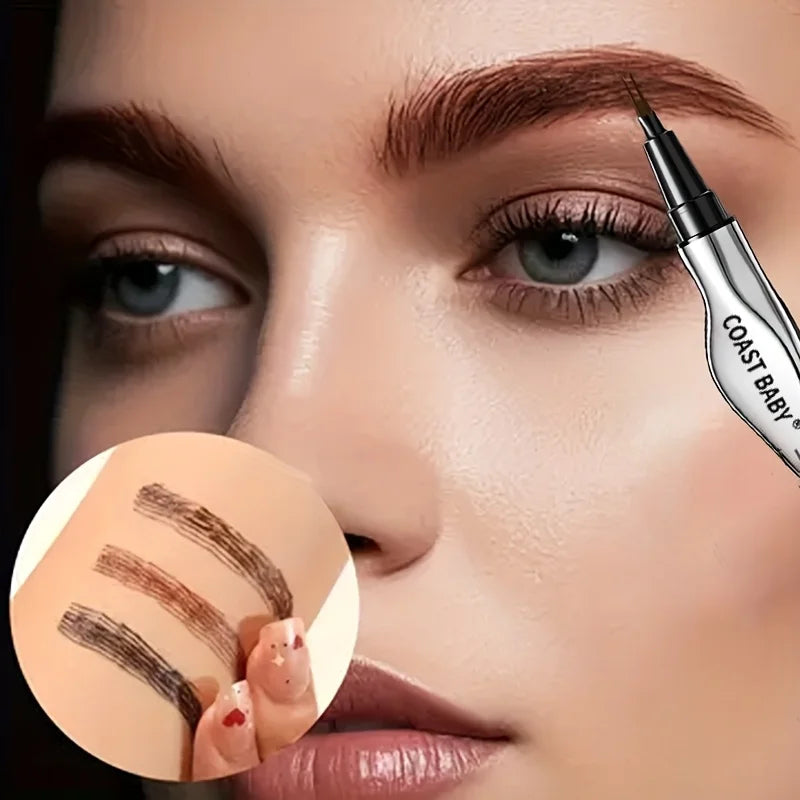 Natural Hair-Like Strokes Eyebrow Pen COAST BABY 2 Forks Tip Waterproof Long Lasting Smudge Proof Brow Pen
