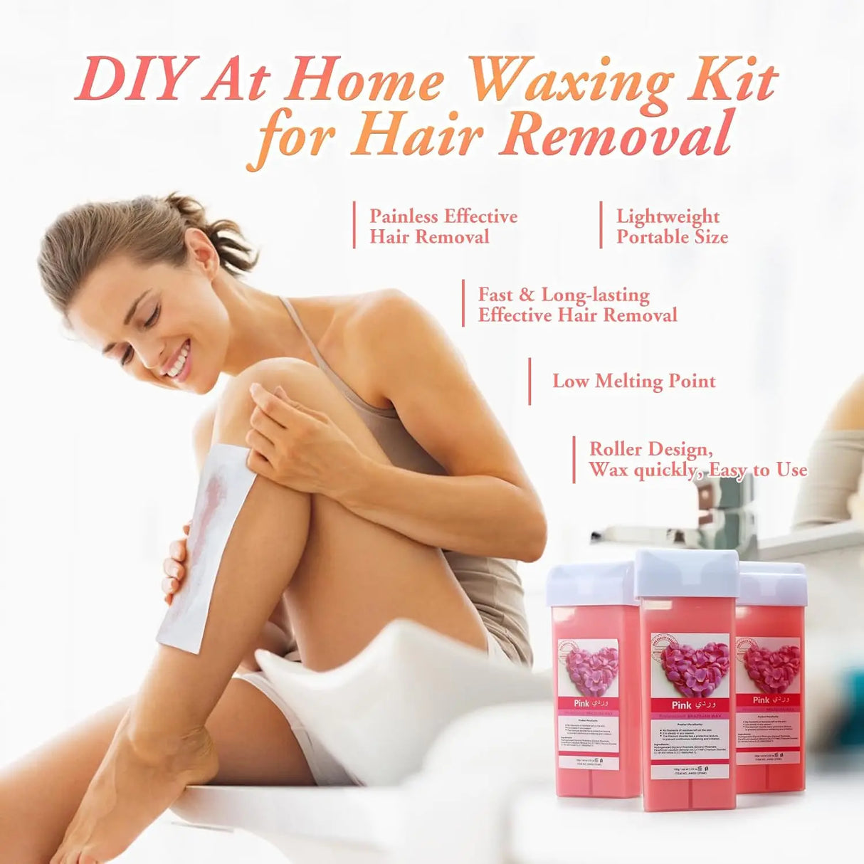 Roll On Waxing Kit With Wax Cartridges And Wax Strips 3 In 1 Soft Wax Heater Kit Hair Removal Wax Wax Paper Waxing Kits Warmer
