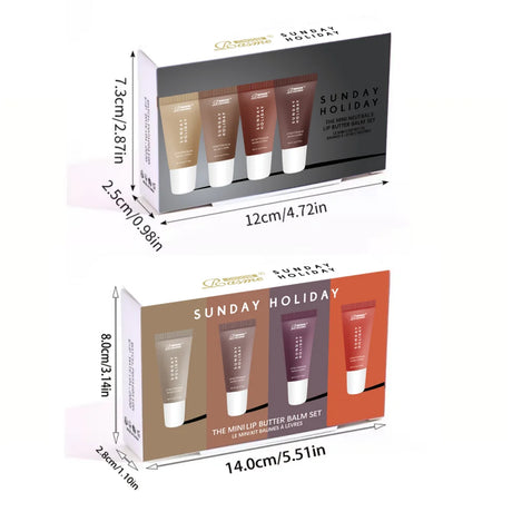 4 Pcs Mini Lip Butter Balm Set Moisturizing Vanilla Beige Brown Sugar Makeup Fast Ship Gift Kit
