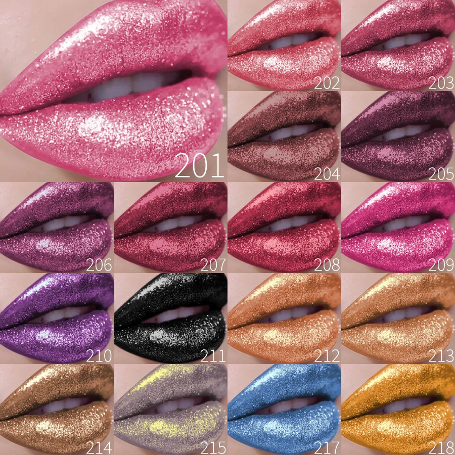 1PC Glitter Lip Gloss Long Lasting Waterproof Metallic Liquid Lipstick Pearl Shining High Pigment Lip Tint Korean Makeup Gifts