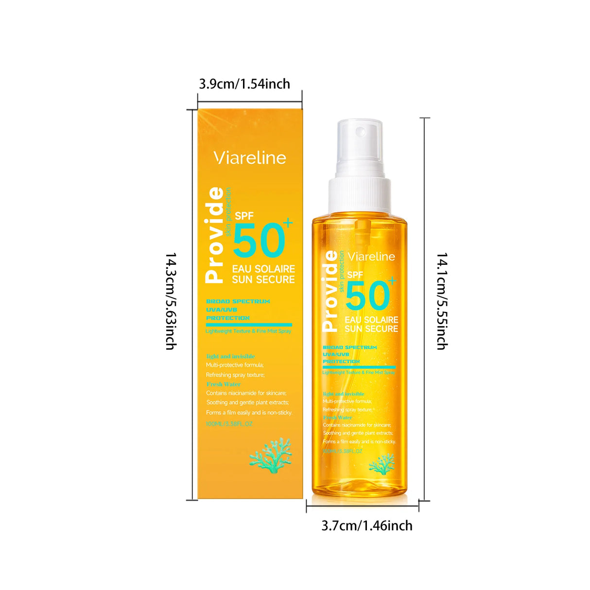 100ML Spf50 Sunscreen Spray Non-stciky Protect Skin Moisturizing Enhance Smoothness Refreshing Prevent Sunburn Sunscreen Spray