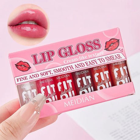 6Pcs Lip Oil Gloss Set, Hydrating High-Shine Non-Sticky Lip Gloss, Moisturizing Clear Pink Red Tint, Travel Makeup Gift