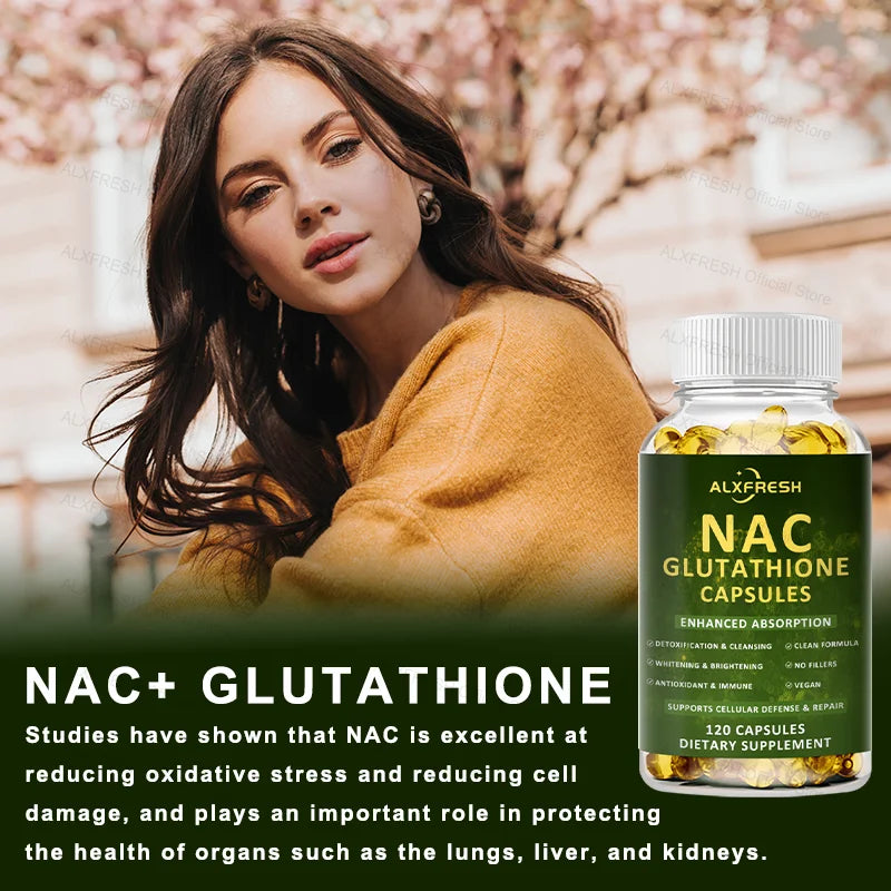 Premium NAC + Glutathione Complex Detox & Antioxidant Boost with Vitamin C | Liver Support, Immune System Health Supplement