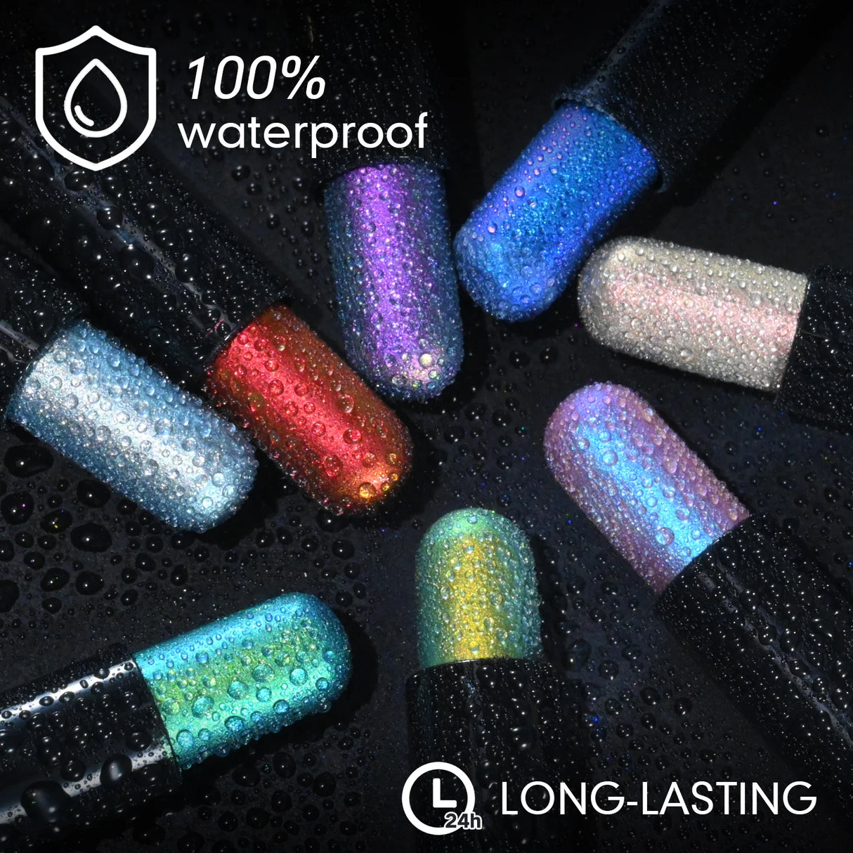 CHARMACY New Multichrome Eyeshadow Stick with Sponge Waterproof Long Lasting Glitter Eye Professional Maquillaje for Women