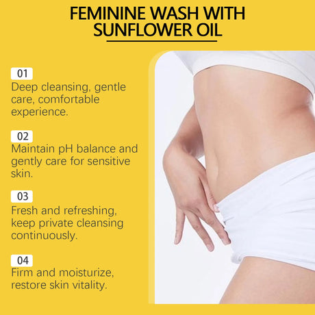 Female Body Wash with Natural Sunflower Oil Private Parts Cleansing Refreshing Oil Long-Lasting Fragrance Anti Itch Shower Gel