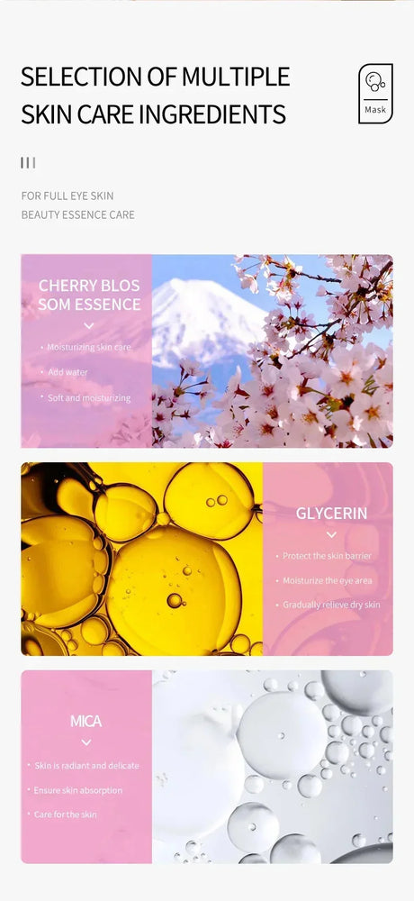 Collagen Eye Mask Essence Sakura Wrinkle Removing Eye Care Patches Fade Fine Line Anti Dark Circles Bag Anti-Puffiness Eye Care