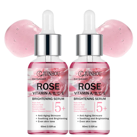 JUINHOU Natural Rose Vitamin ABCE Face Serum for Dull Uneven Skin Daily Hydrating Face Care Improve Skin Radiance Daily Skincare