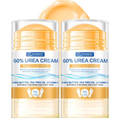 JUINHOU 40g2pcs 60% Urea Portable Foot Cream Stick Salicylic Acid Exfoliating Moisturizer Cracked Heel Repair Dry Skin Foot Care