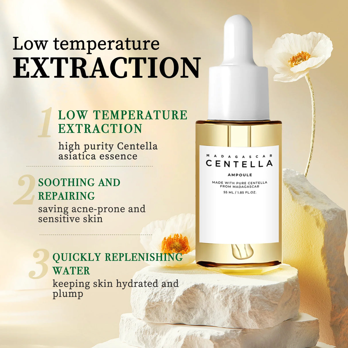 Centella Asiatica Soothing Serum 55ml - Madagascar Formula Calms Sensitive Skin, Supports Acne Care & Deeply Moisturizes.