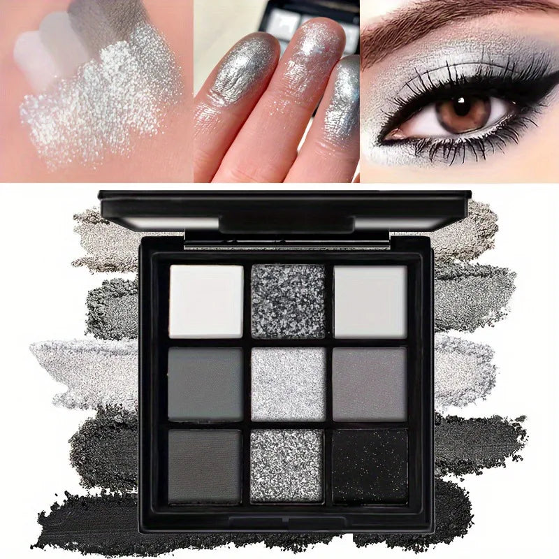 A 9-color smoky eyeshadow palette, long-lasting, waterproof, and easy to apply, perfect for creating a smoky punk makeup look.
