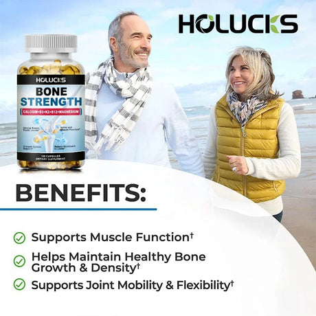 Bone Strength Supplement Capsules with Calcium Magnesium Vitamin D3 K2 Zinc & B12, Bone & Muscle Support - High Absorption