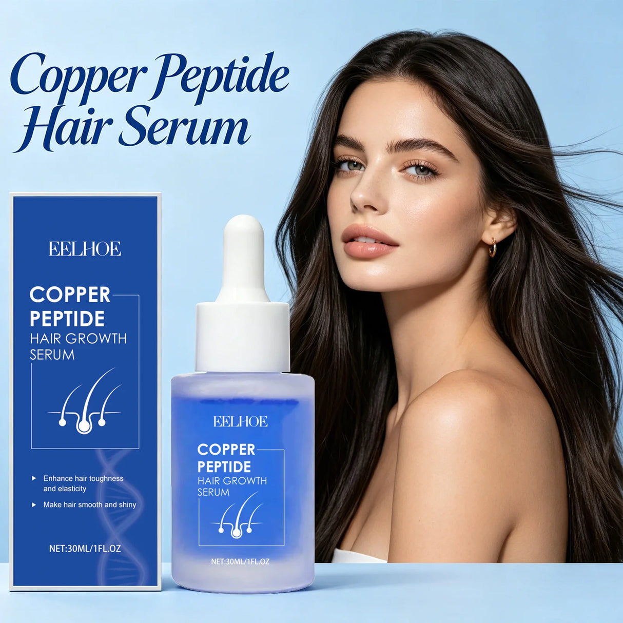 Copper Peptide Hair Density Serum Nourishing Scalp Strengthening Hair Follicles Anti Breakage Fuller Healthier Hair Lightweight & Fast Absorbing