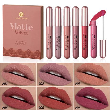 Set of 6 NonStick Cup Liquid lipstick , Long-Lasting Lip Gloss – Matte Finish Lip Gloss, Resistant to Fading