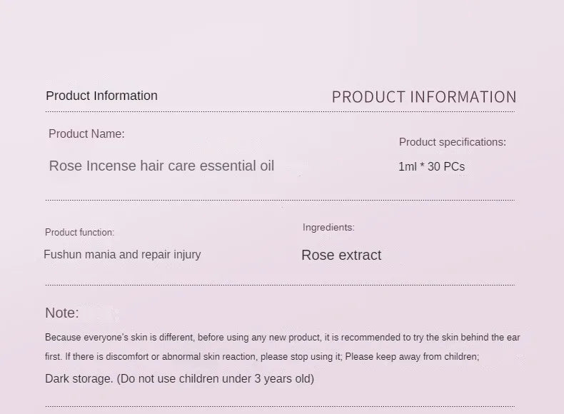 Hair Styling Serum for Frizzy & Dry Hair Rose Essence Oil Capsules Leave-in Anti Frizz Conditioner Repairs Dry, Damaged Hair