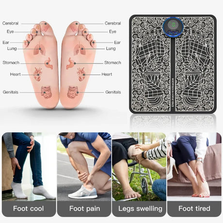 Remote EMS Foot Massager Pad Portable Electric Muscle Stimulation Massage Mat Improve Blood Circulation Relief Pain Relax Feet