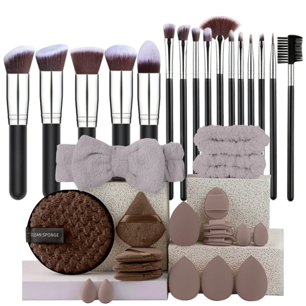 16PCS Professional Makeup Brush Set Premium Synthetic Eyeshadow Contouring Foundation Highlight Setting Powder Eyeliner Blending