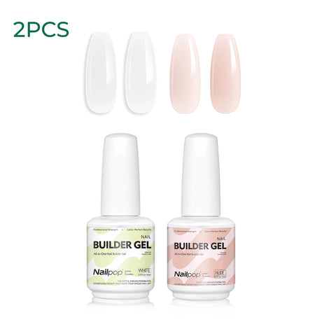 Nailpop 15ml Builder Gel Nail Polish for Nail Apex & Extension Strengthener Upgraded Soak Off UV Gel Rhinestone Glue 4 Colors