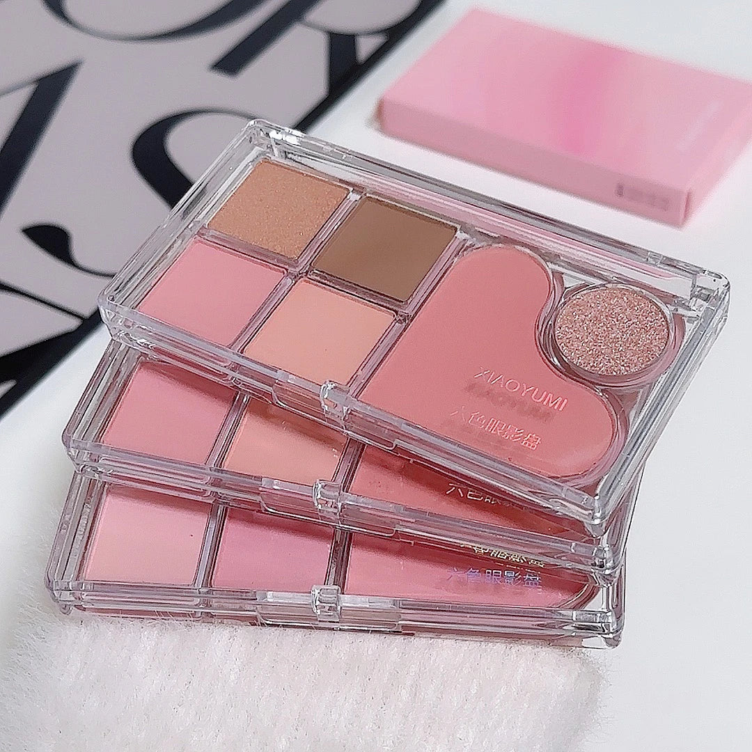 Light and shadow integrated eye shadow tray matte pearl tender pink makeup pure desire style six-color eye shadow
