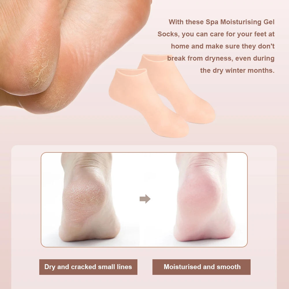 1Pair Silicone Moisturizing Socks Anti Cracking Silicone Exfoliating Socks Anti-Slip Foot Care Tools