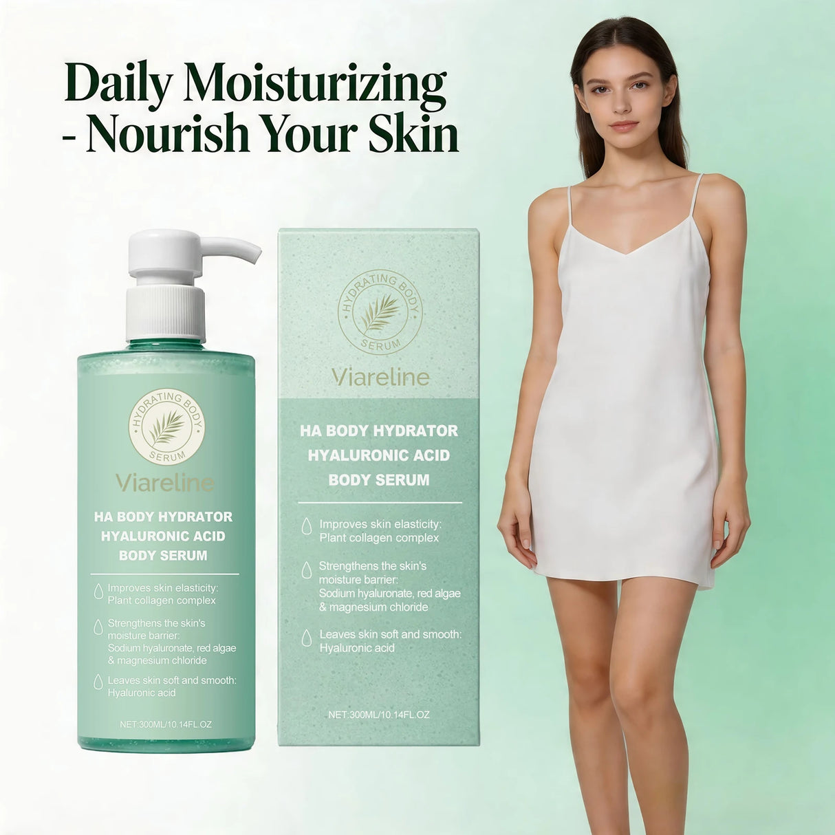 Hyaluronic Acid Body Serum for Dry Rough Skin Strengthen Moisture Barrier Enhances Elasticity Refreshing Smoothing Skin Care