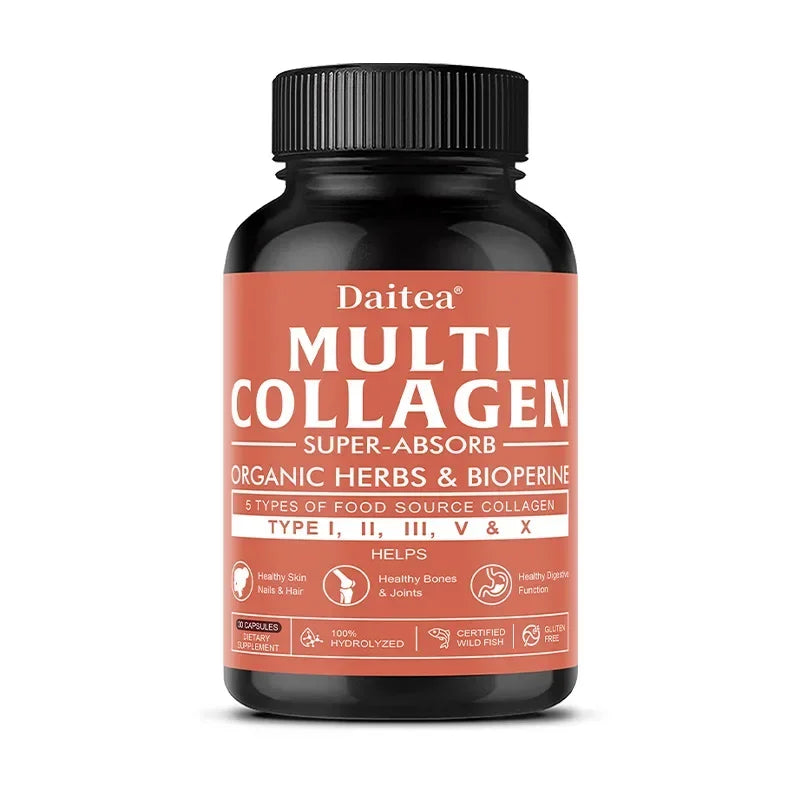 Multi Collagen for Women & Men - Type I, II, III, V, X, Hydrolyzed Collagen Peptides Supports Hair, Skin, Joint Health