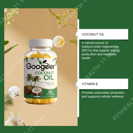 Coconut Oil Softgels Blended Collagen Vitamin E with Vitamins Hair Skin Nails Beauty Supports Energy Vitality 60 Softgels