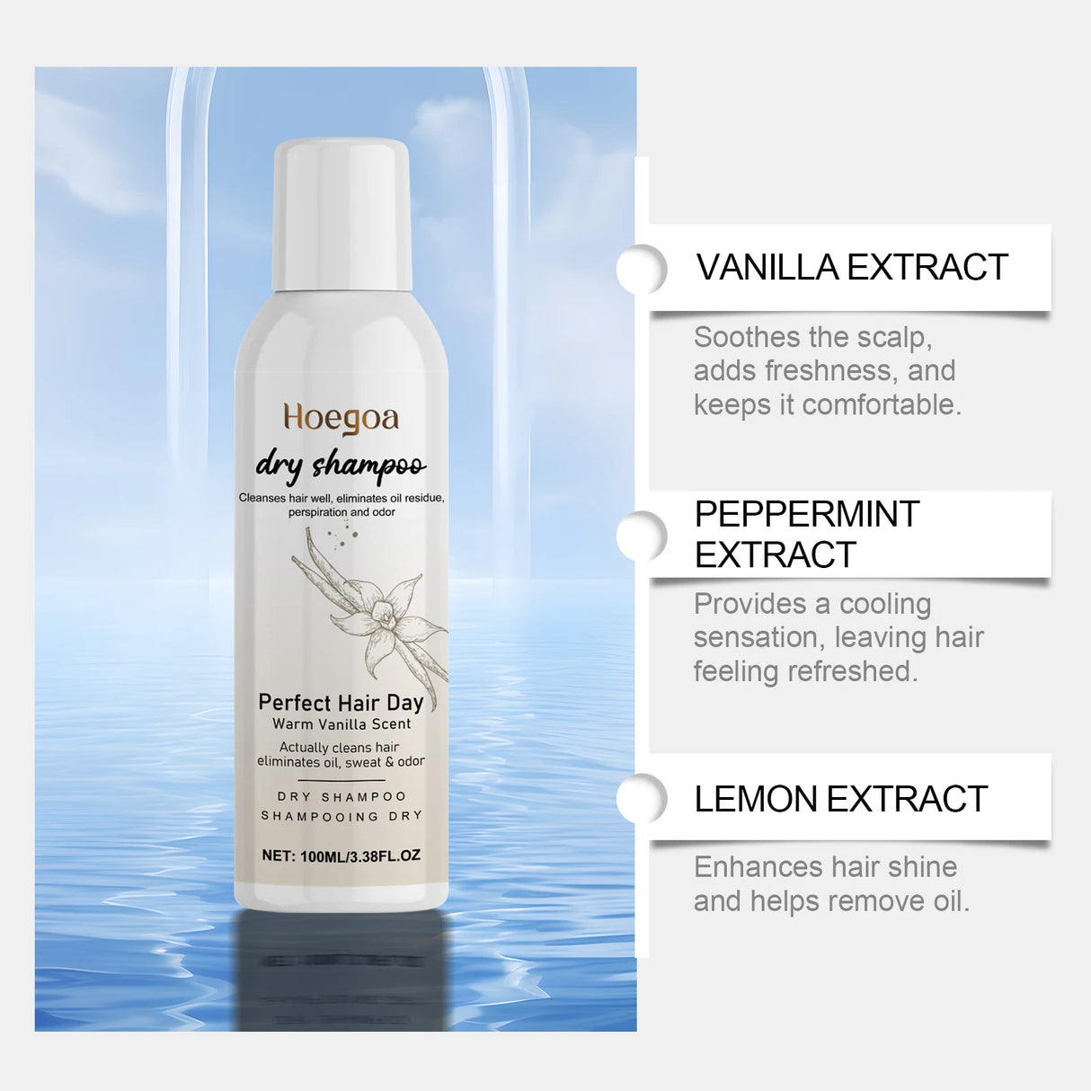 Vanilla Dry Shampoo Spray: Mild Dry Shampoo for Hair Repair, Taming Frizz, Adding Volume & Easy Hair Styling