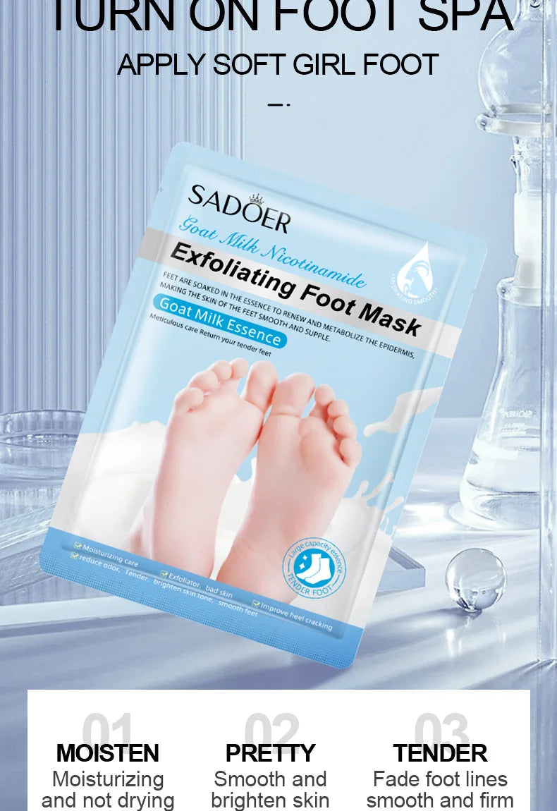 SADOER Exfoliating Feet Mask Exfoliating Foot Peel Mask Socks Pedicure Peeling Dead Skin Remover Feet Mask Peel Moisturizing