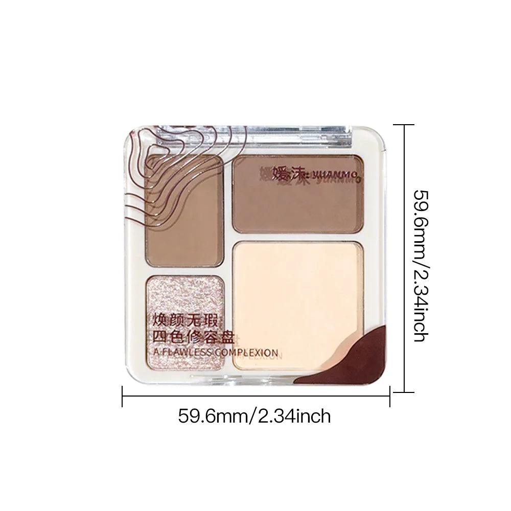 The four-color highlighter contour palette is matte and long-lasting, brightening three-dimensional contours