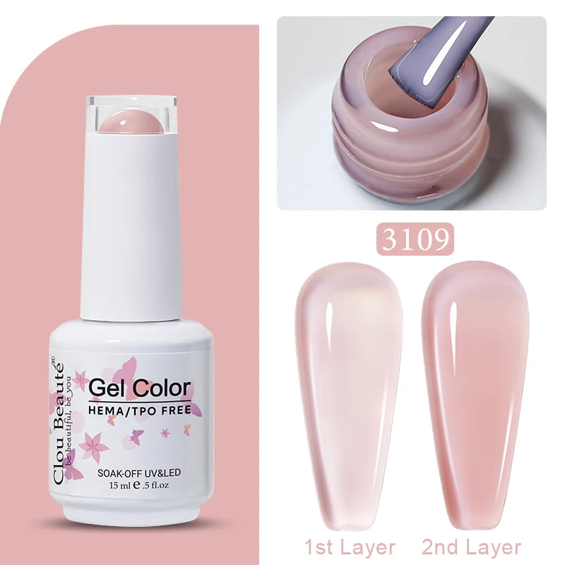 Clou Beaute Jelly Color UV Gel Manicure Summer Pink Nude Gel Nail Rainbow Nail Supplies For Professionals Semi-permanent Varnish