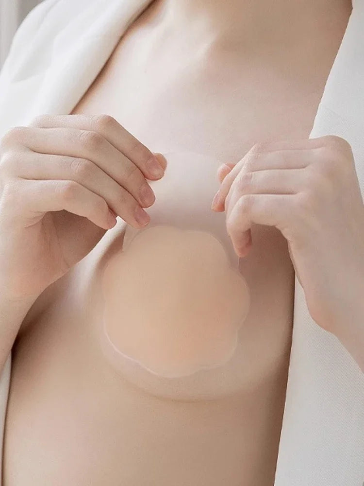 1Pairs Silicone Nipple Cover Lift Up Bra Sticker Adhesive Invisible Bras Chest Patch for Women Reusable Chest Breast Petals Pads