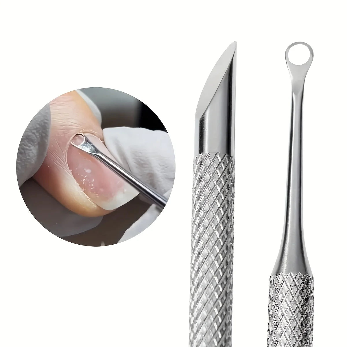 Stainless Steel Multi-Functional Dead Light Beige Remover & Cuticle Pusher Portable Nail Care Tool for Manicure Pedicure