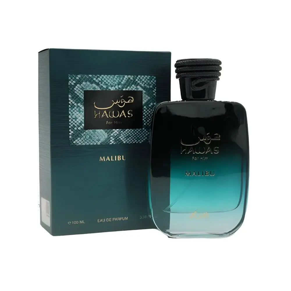 Rasasi Hawas Malibu EDP Perfume For Men 100ml Tropical Citrus Woody Long Lasting Cologne Luxury Gift Box Mens Fragrance